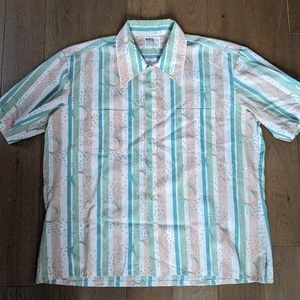 Print short sleeve button up shirt